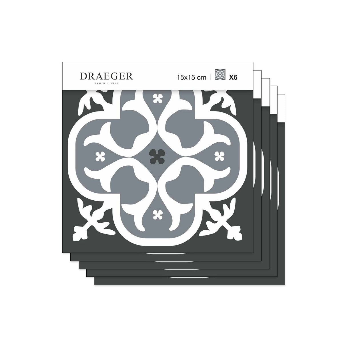 Lot de 5 Stickers carrelage 15x15 cm Lys Noir