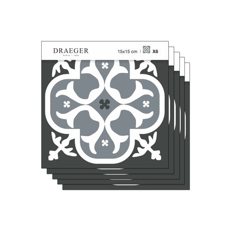 Lot de 5 Stickers carrelage 15x15 cm Lys Noir