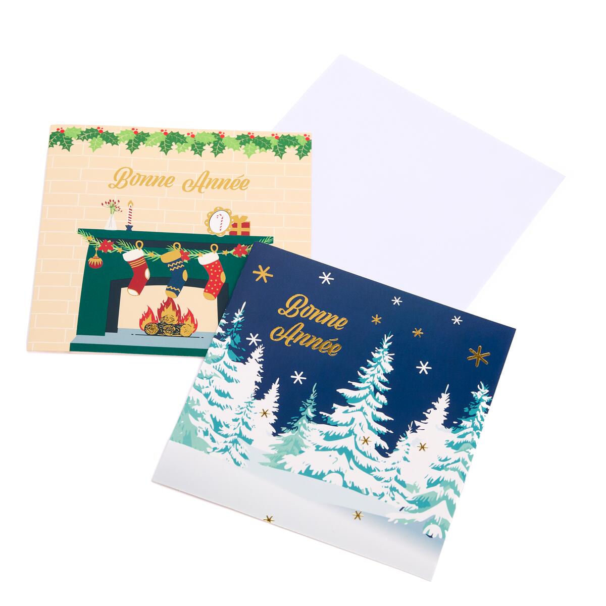 Coffret cartes de vœux Croix-Rouge Bonne année cheminée 2