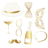 Accessoires photobooth Réveillon en papier - Blanc et or - 15,5x23,8 cm
