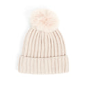 Bonnet Côtelé Uni à Pompon - Crème - Unisexe - Taille unique