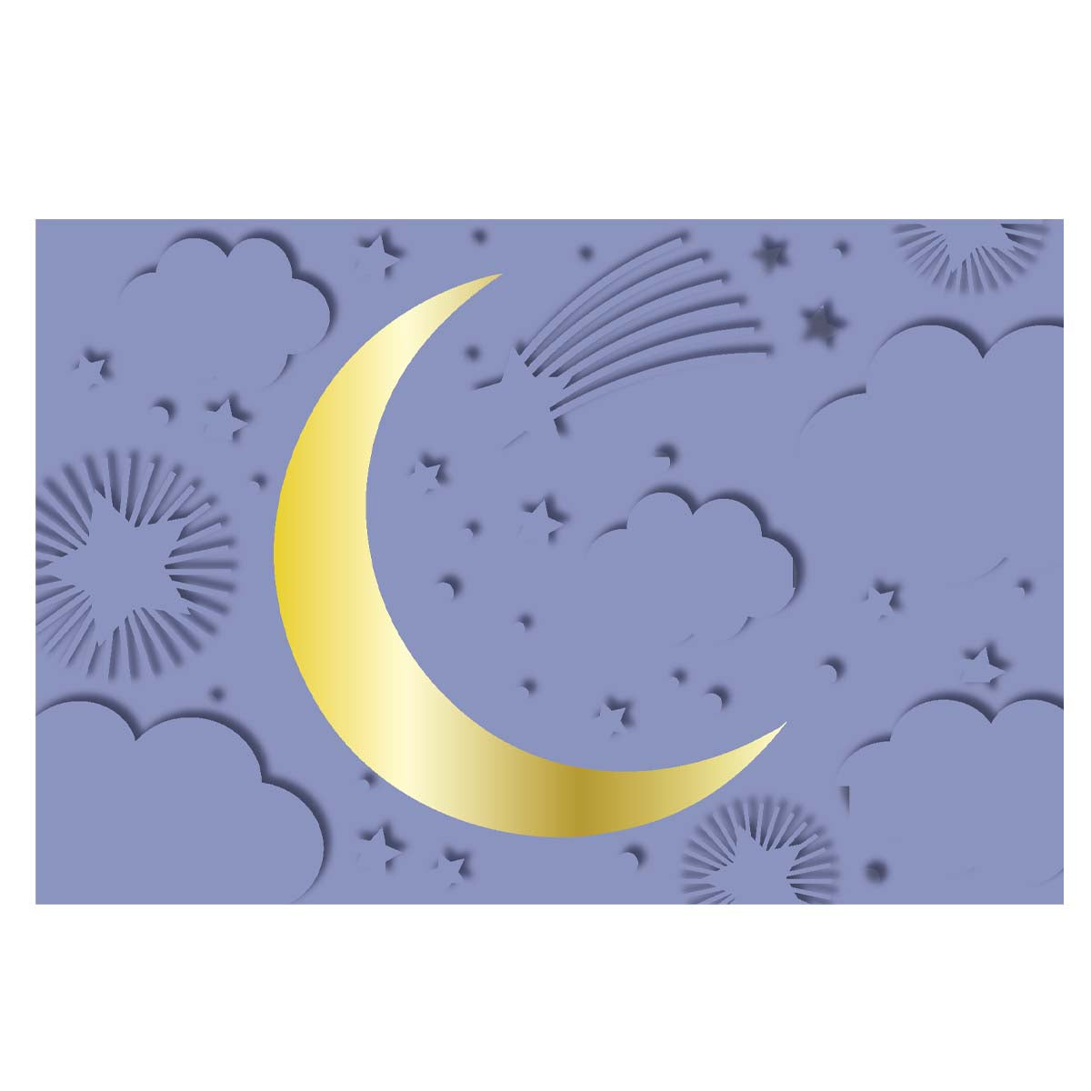 Tarjeta de felicitación con motivo de luna - Púrpura
