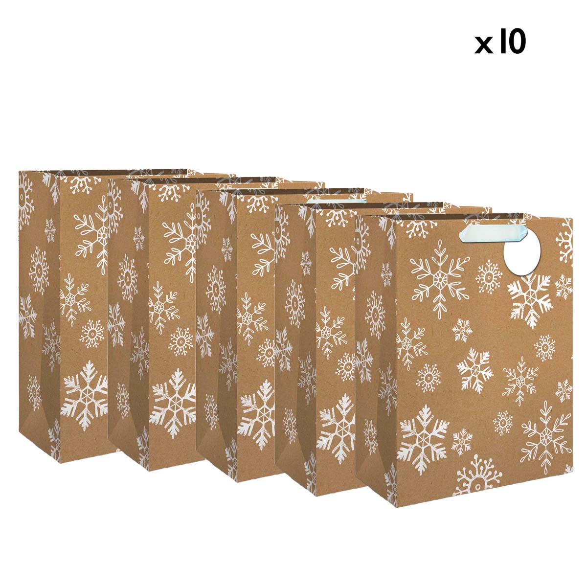 Set de 10 bolsas de regalo de gran formato - White Flakes