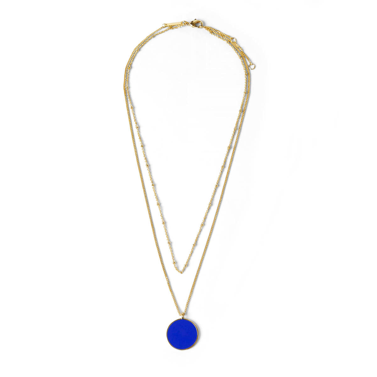 Collier double rang émail bleu