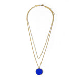 Collier double rang émail bleu