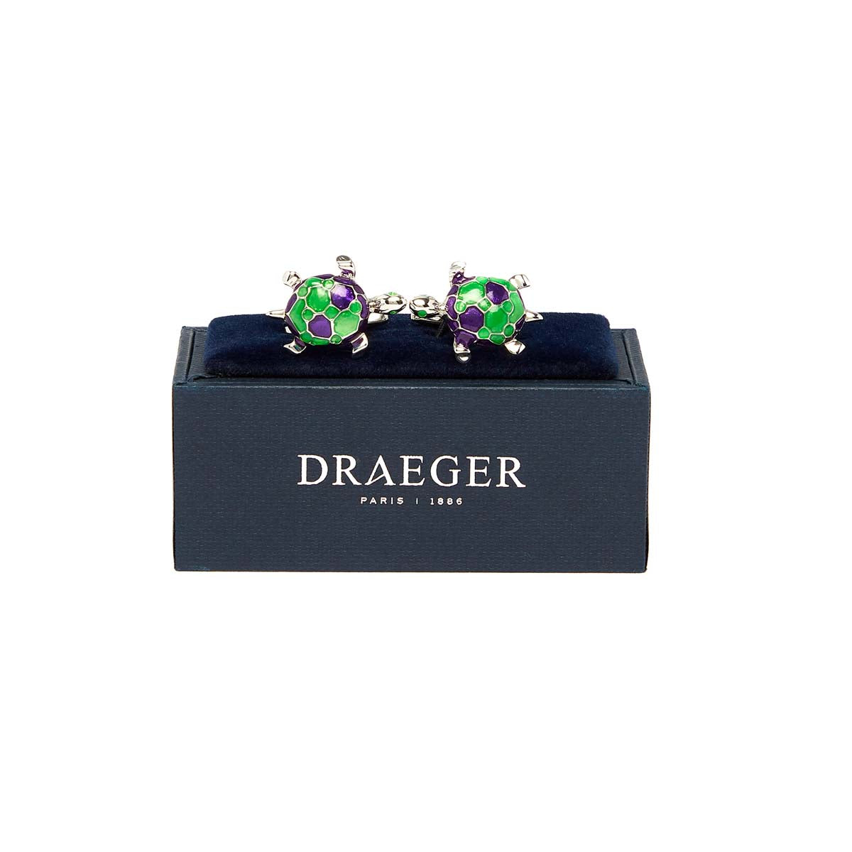 Boutons de manchettes tortue de mer Vert et Violet