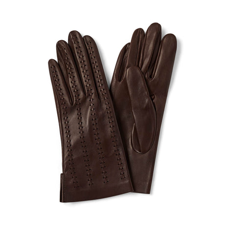 Gants femme en cuir à lacets - marron