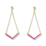 Boucles d'oreilles V émail fuchsia