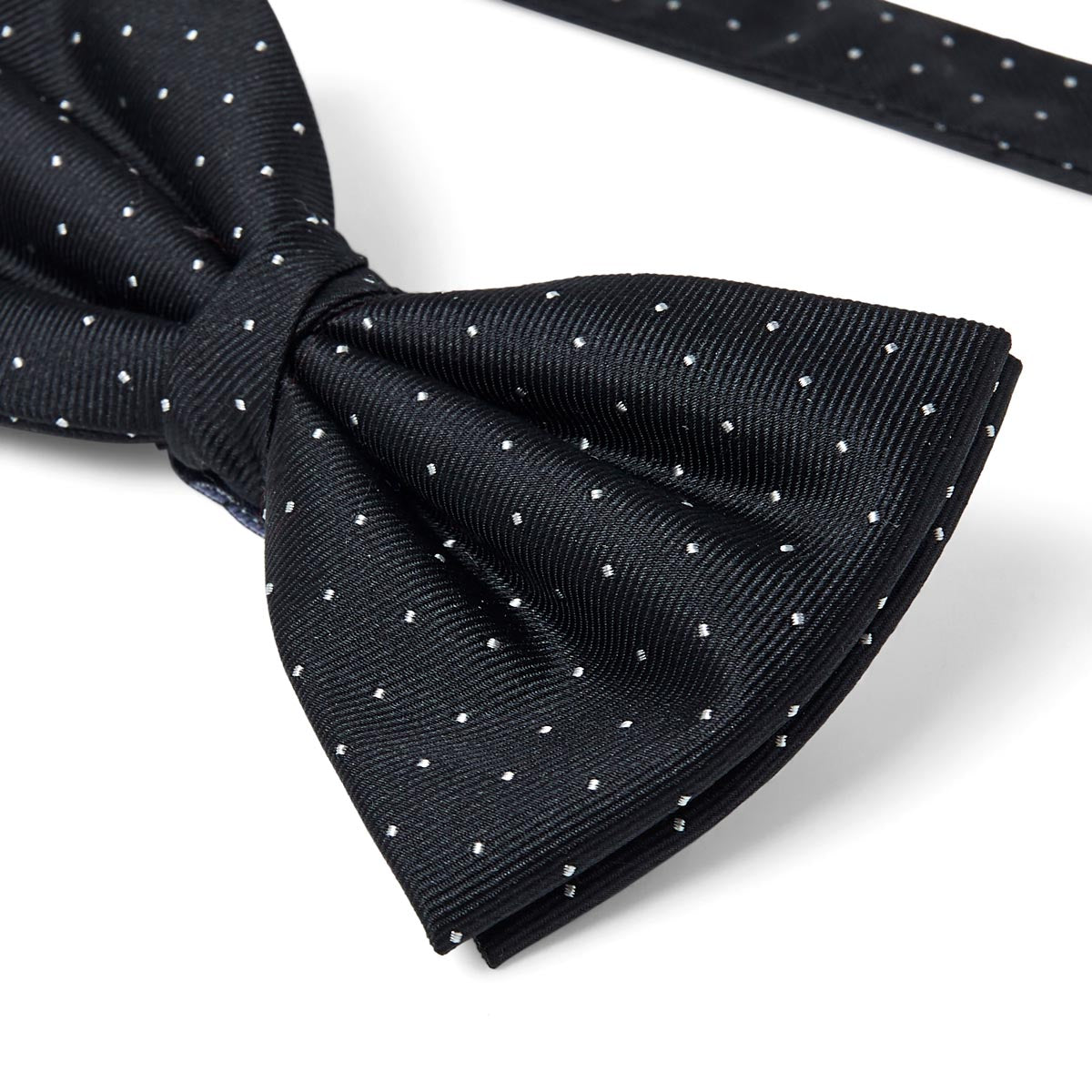 Noeud papillon noir à pois blancs