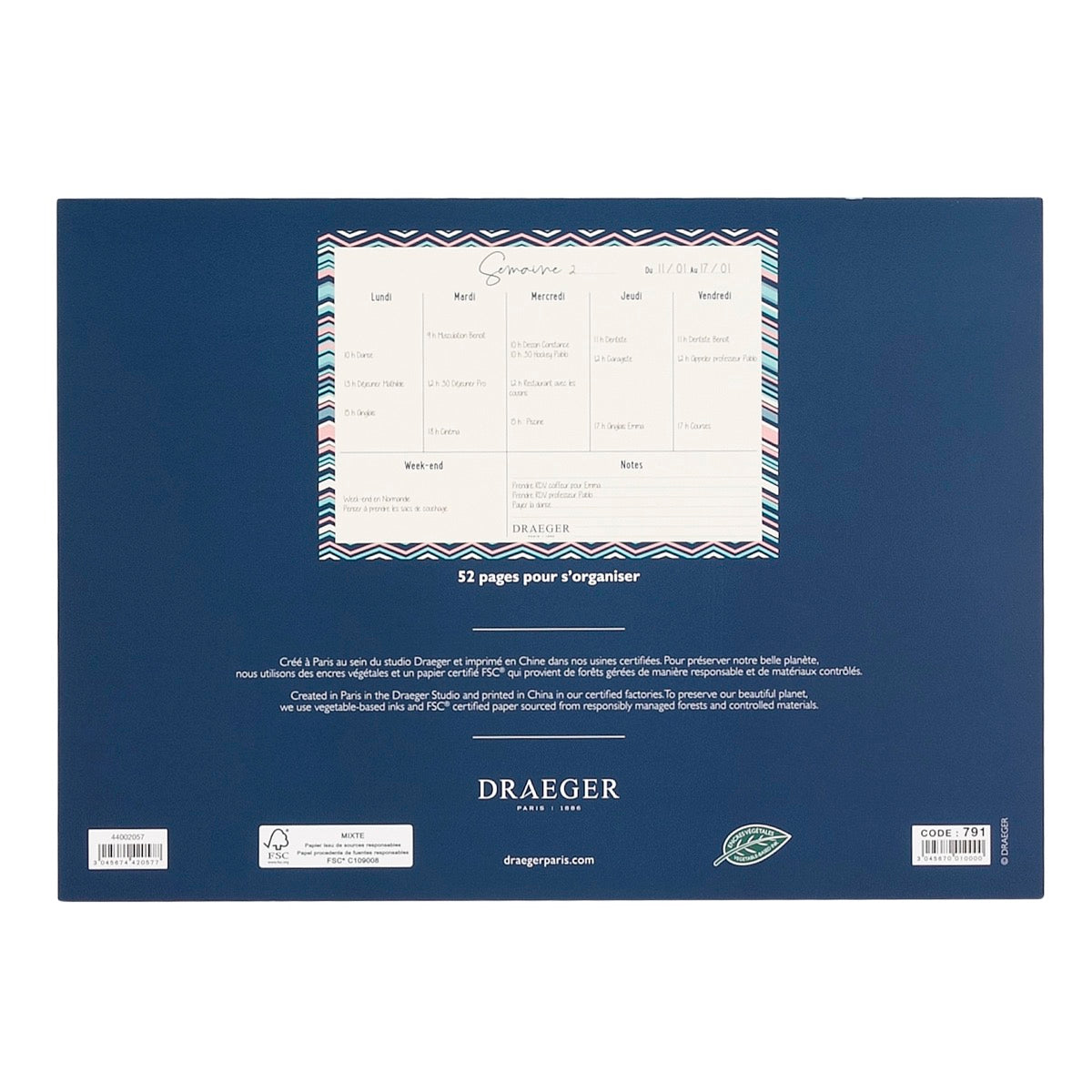 Planner semainier - 52 feuilles détachables