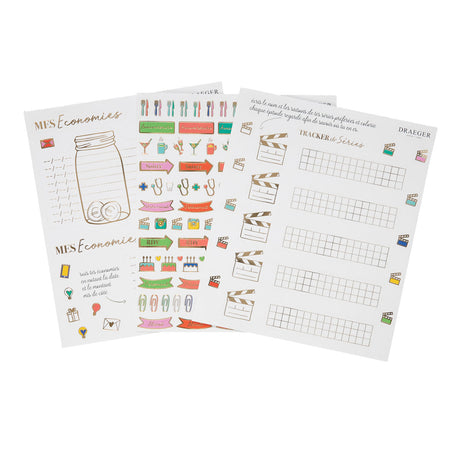 Stickers et trackers organisation - 12 planches