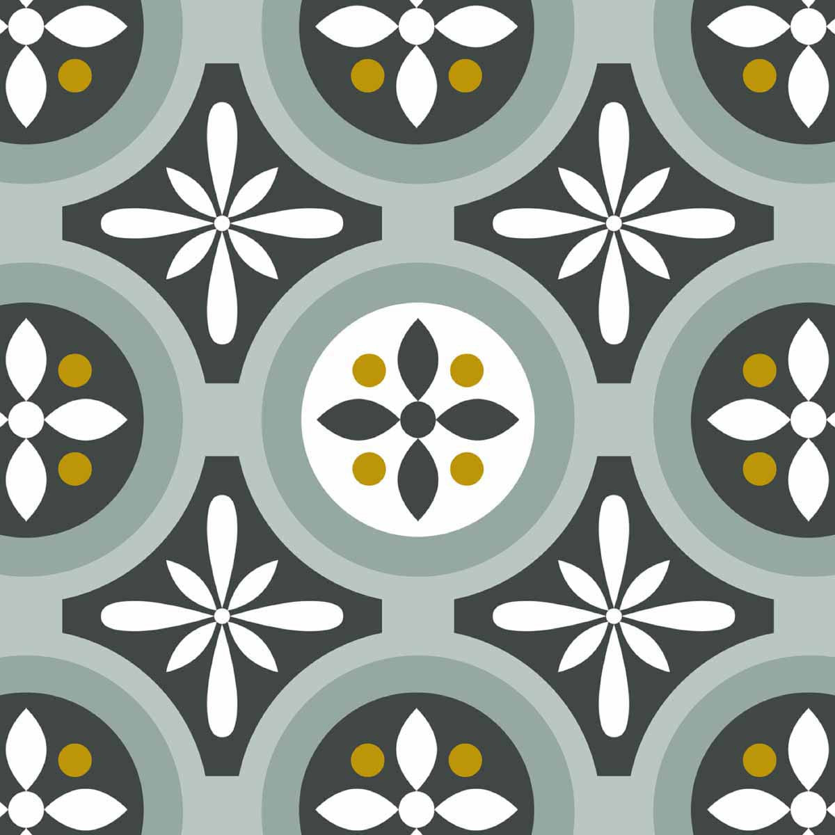 Stickers carrelage 15x15 cm Motifs floraux vert d'eau