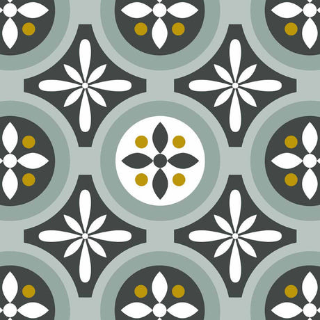 Stickers carrelage 15x15 cm Motifs floraux vert d'eau