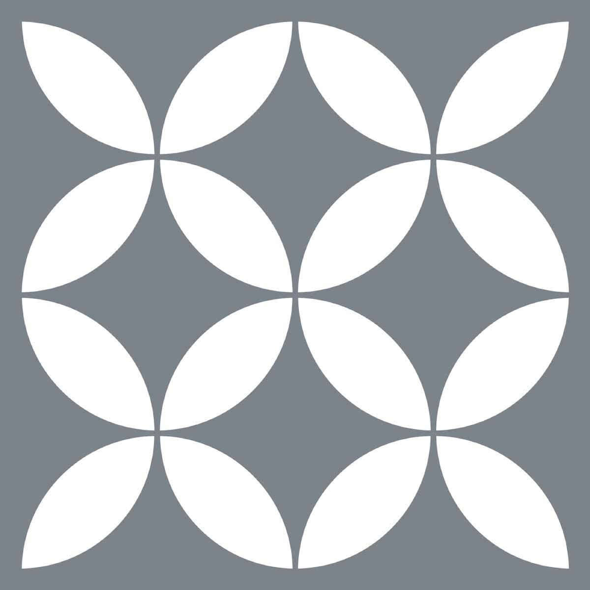 Stickers carrelage 15x15 cm Rosaces blanches et grises