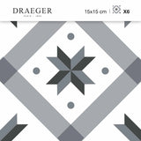 Stickers carrelage 15x15 cm Etoile grise