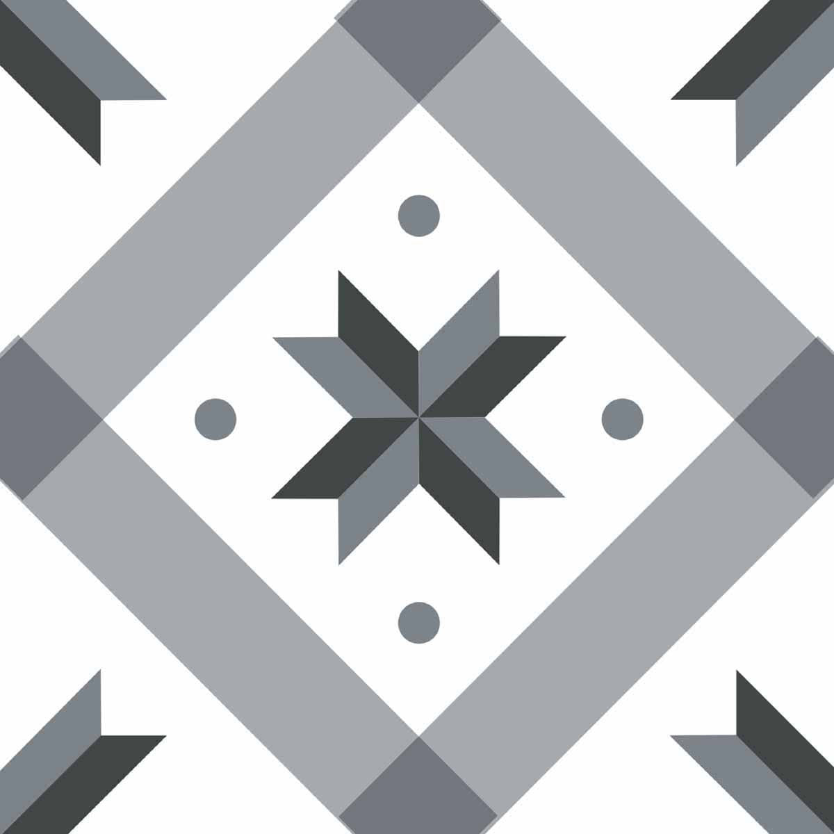 Stickers carrelage 15x15 cm Etoile grise