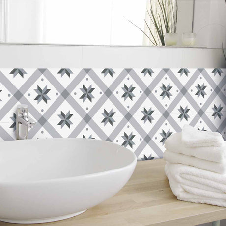Stickers carrelage 15x15 cm Etoile grise