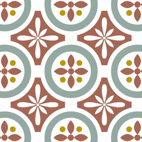 Stickers carrelage 15x15 cm Motifs floraux rouges