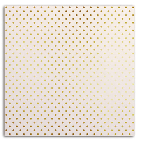 Papier scrapbooking Mahé Blanc Pois Or 30,5x30,5cm