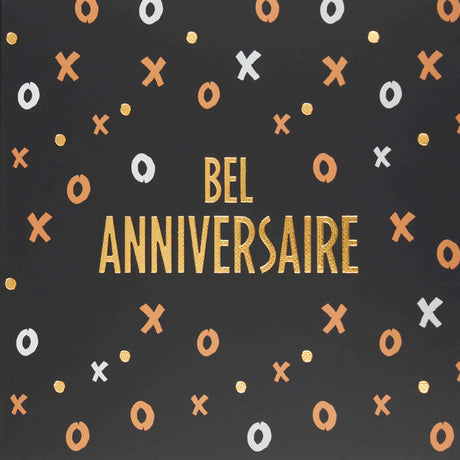 Carte Bel anniversaire lettres dorées