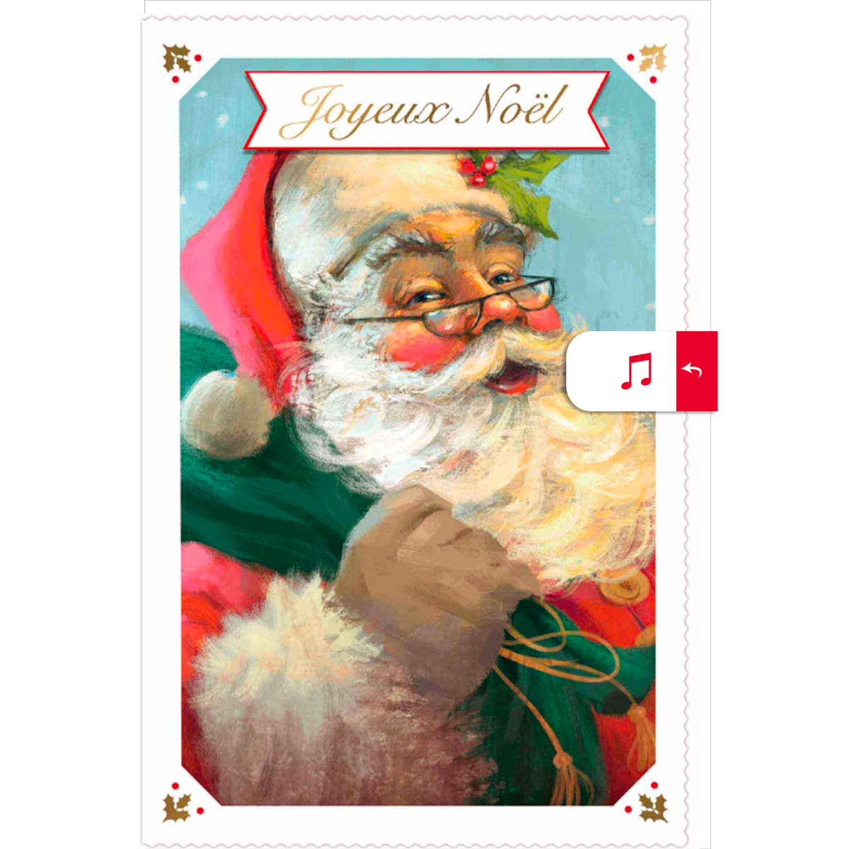 Carte de Vœux Musicale Père-Noël Traditionnel