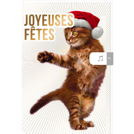 Carte de Vœux Musicale Joyeuses Fêtes Chaton