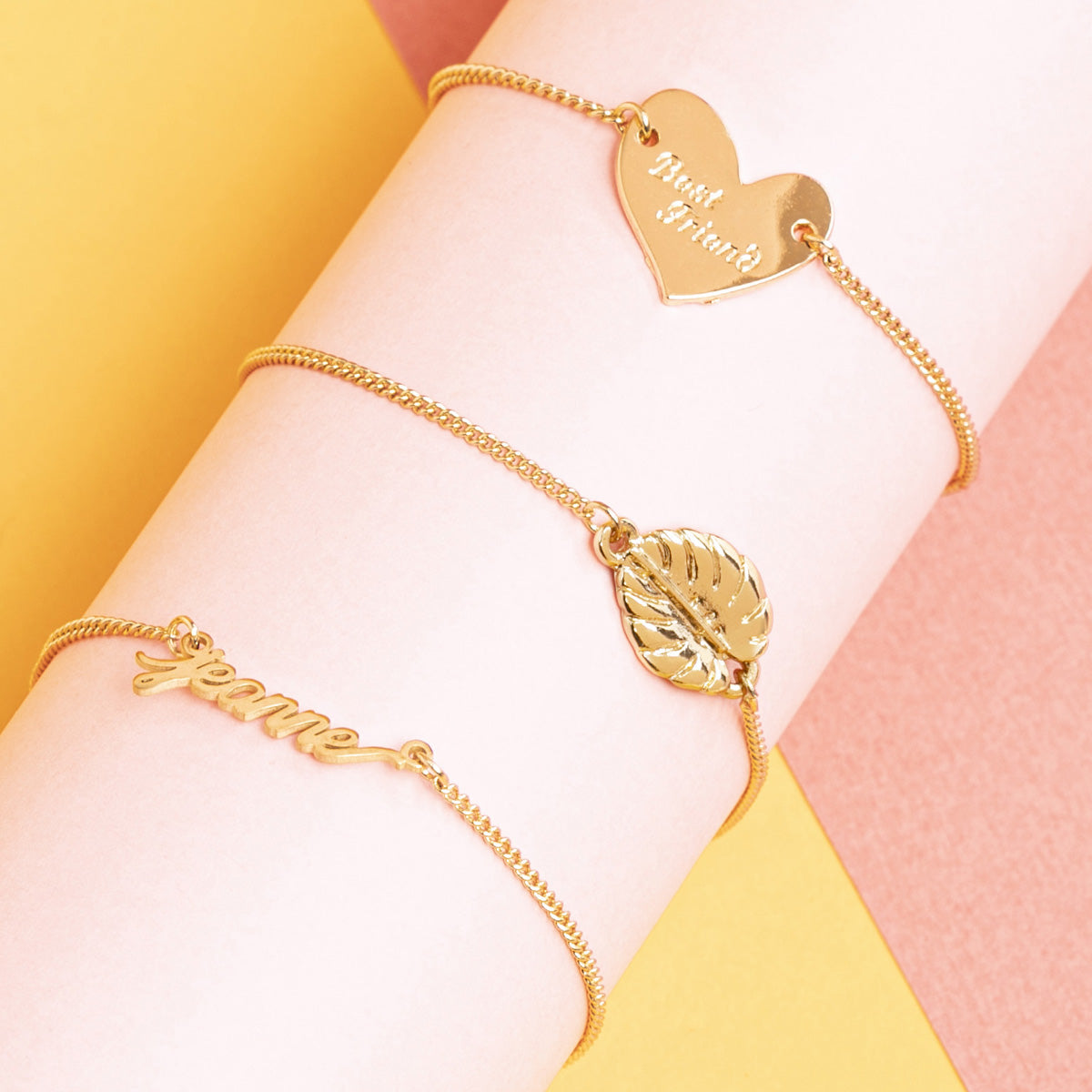 Bracelet Feuille tropicale Pastel Chic