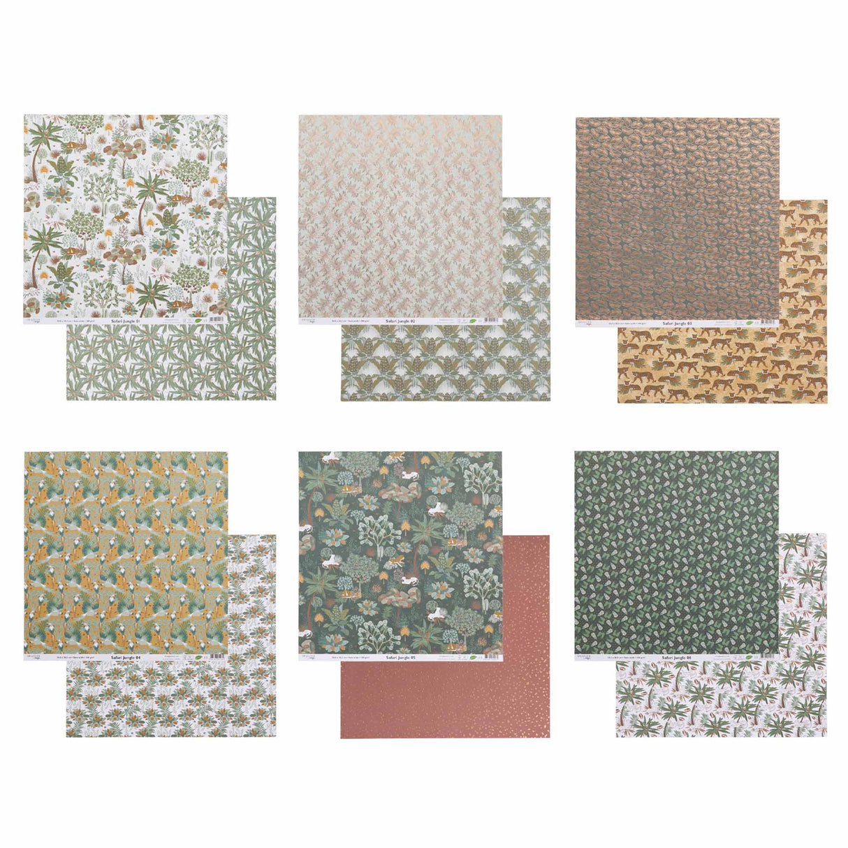 Set de papiers imprimés Safari x6