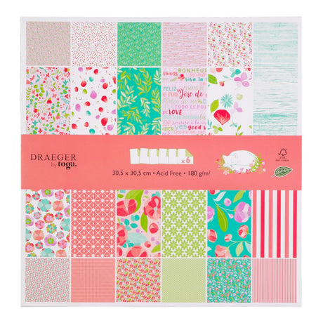 Set de papiers imprimés Motifs fleuris x6