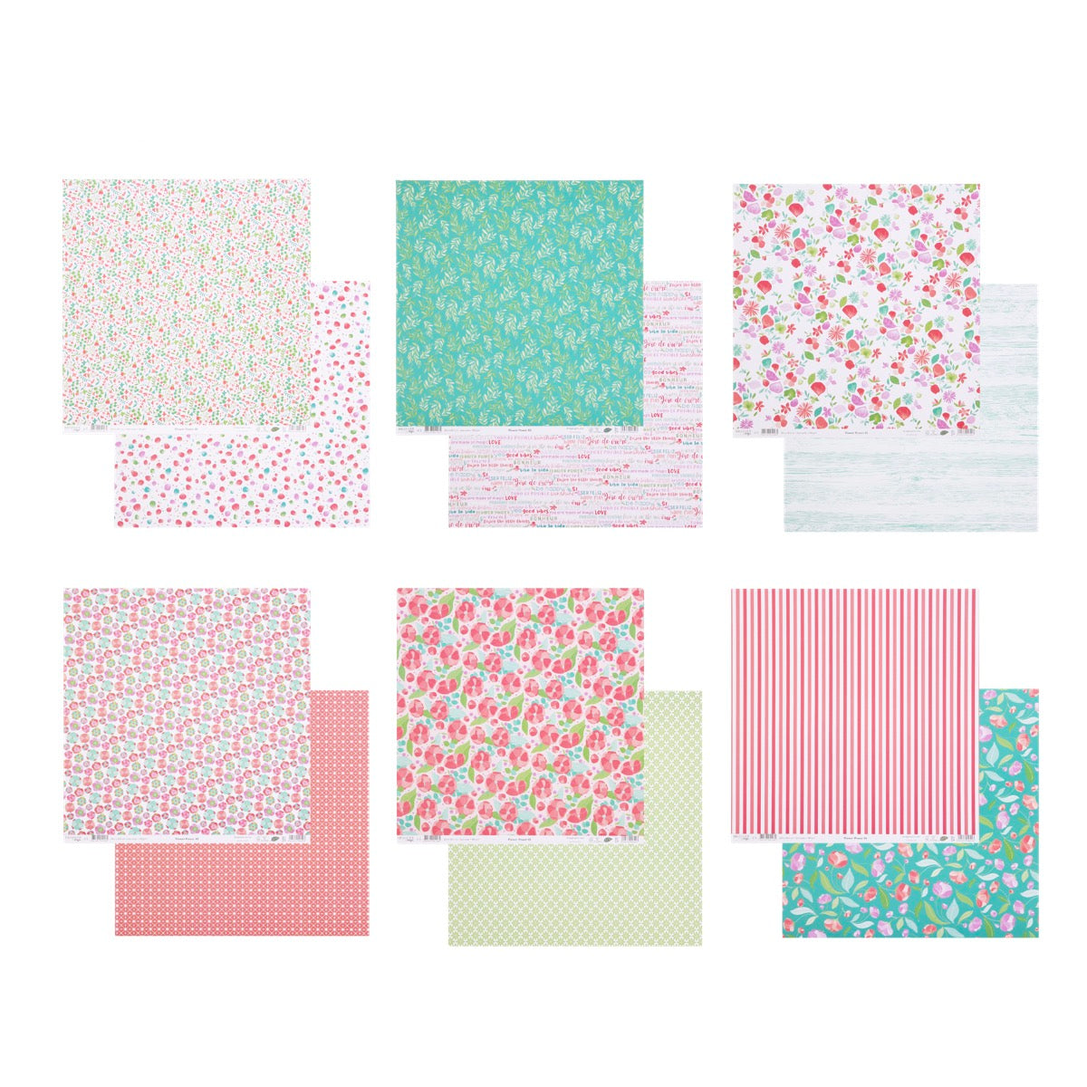 Set de papiers imprimés Motifs fleuris x6