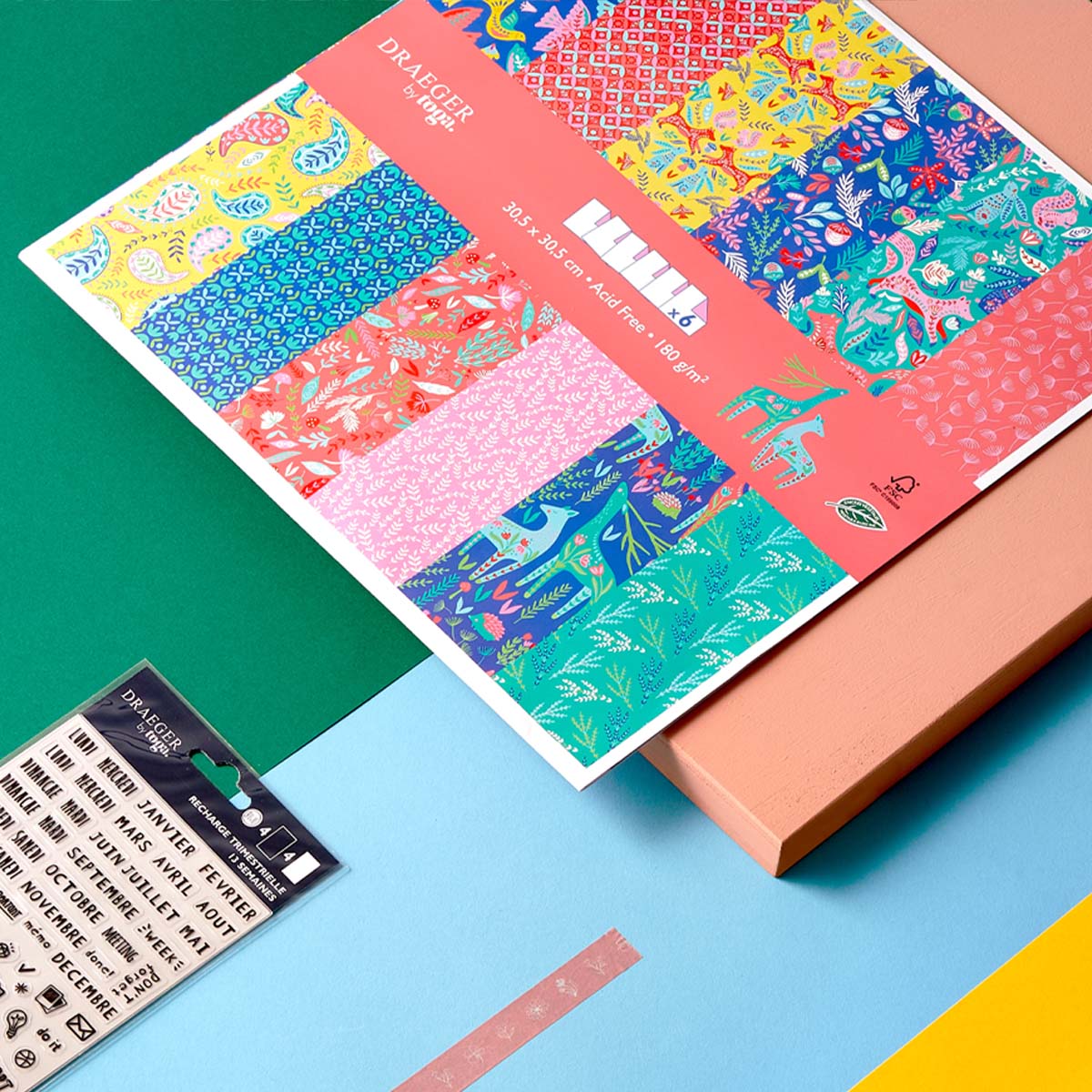 Set de papiers imprimés Folk x6