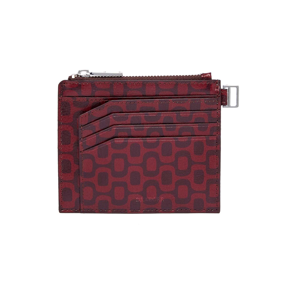 Porte-cartes zippé Homme en cuir - Bordeaux